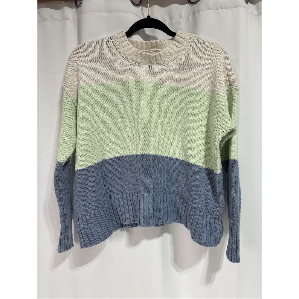 American Eagle Women's S Color Block Crew Neck Knit Sweater‎ Cotton